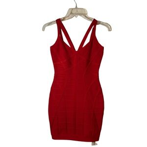 BRAND NEW!! Red Bodycon V-Neck Bandage Dress